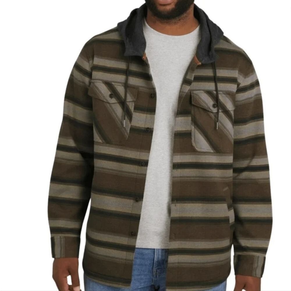 Quiksilver Men's Brown Striped Button Down Jacket